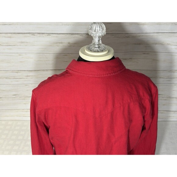 Topo Designs Solid Red Button Down Flannel Shirt Women Large Western Long Sleeve - Picture 7 of 13